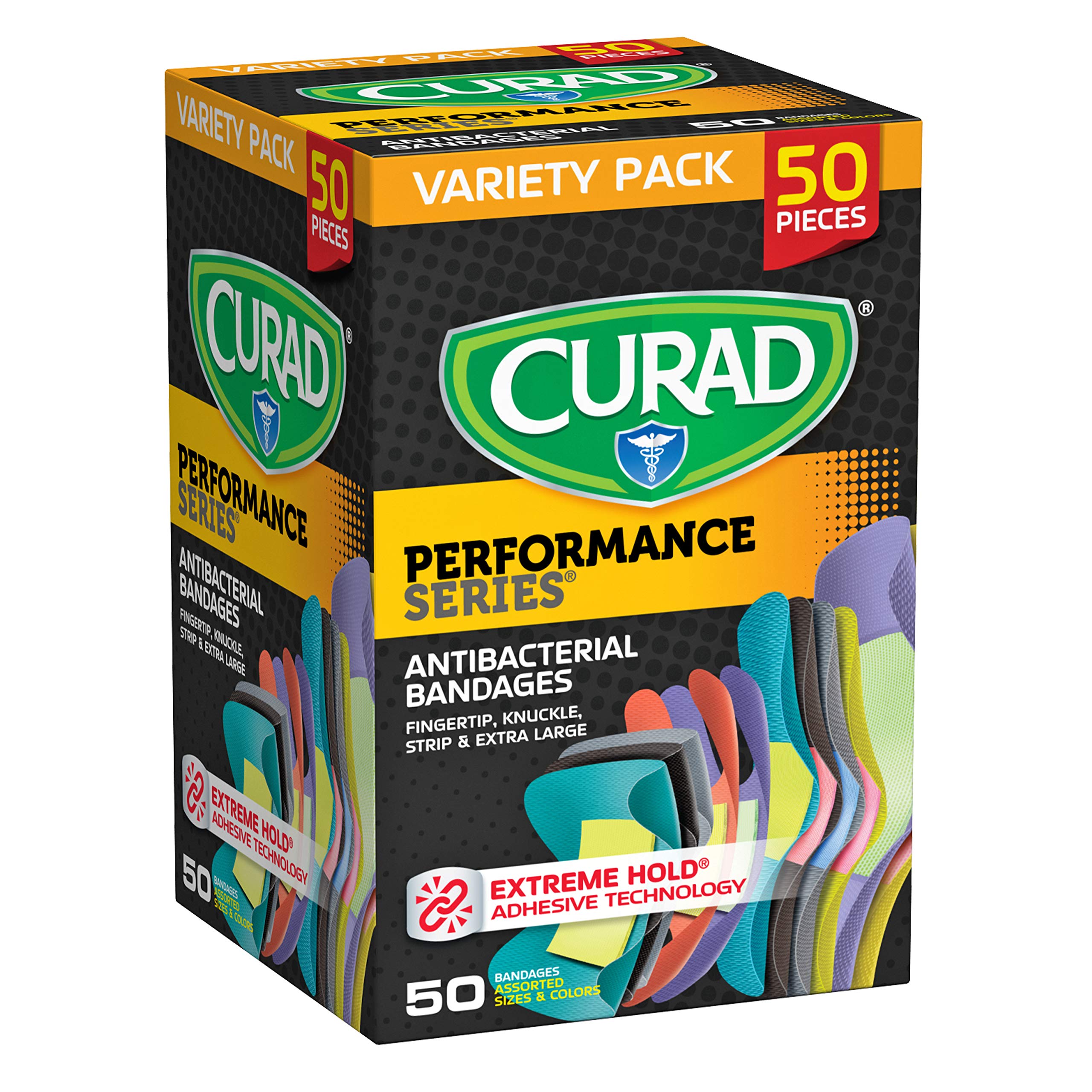Book Cover Curad Performance Series Adhesive Finger and Knuckle Bandages, 50 Count