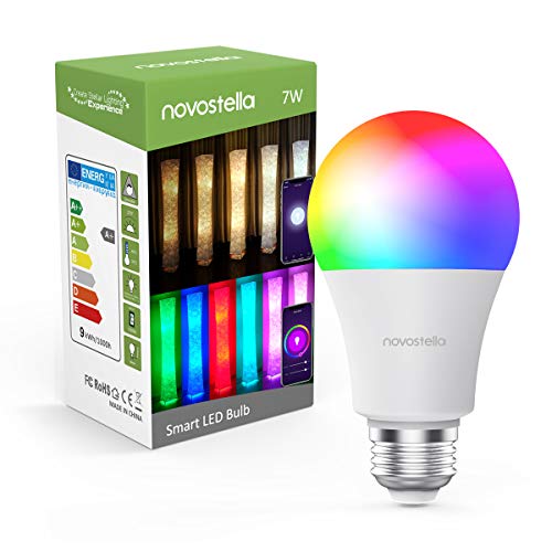Book Cover Smart Light Bulb, Novostella Wi-Fi LED Bulb A19 [6W 600LM] RGBCW Dimmable Multicolored Lights, No Hub Required, Compatible with Alexa and Google Home, 60W Equivalent (1 Pack)