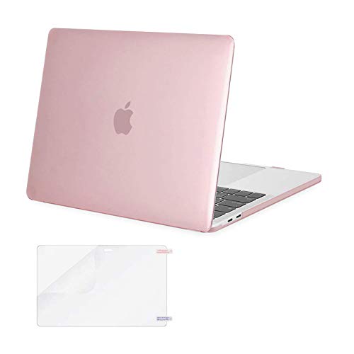 Book Cover MOSISO MacBook Pro 13 Case 2018 2017 2016 Release A1989/A1706/A1708, Plastic Hard Shell Cover with Screen Protector Compatible Newest MacBook Pro 13 Inch with/without Touch Bar, Pink