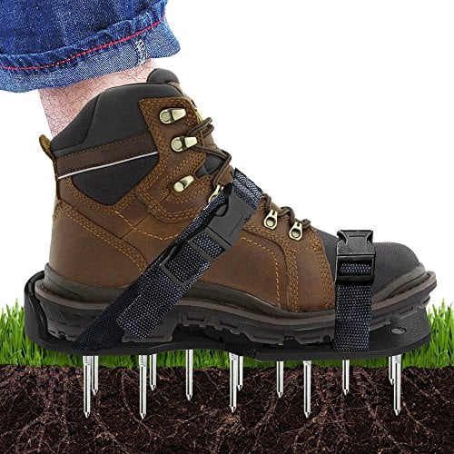 Book Cover Scuddles Lawn Shoes NEW 2019 - 3 Straps Heavy Duty Spike Aerating Sandals for SOI - Airators for Lawns - Outdoor Aerator - Lawn Airrators Shoes - Yard Aireators