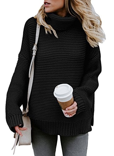 Book Cover ZKESS Womens Casual Long Sleeve Turtleneck Knit Pullover Sweater
