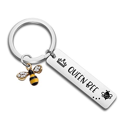 Book Cover SEIRAA Queen Bee Keychain Bee Jewelry Bee Gift Insect Keychain Inspirational Gift for Her (Queen Bee Keychain)