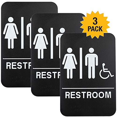 Book Cover Plastic Restroom Sign: Easy to Mount with Braille (ADA Compliant), Great for Business - 6