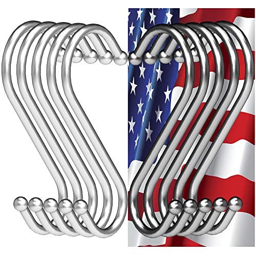 Book Cover RE-Style S Hooks Kitchen Pot Racks- Hooks 4 inch, Metal+Chrome hook hanger clothes storage rack, Hangers for Kitchen, Bathroom, Garage. Heavy Duty S Shaped 10 Pack
