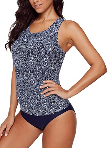 Book Cover Happy Sailed Women Push Up Padded Printed Sporty Tankini Swimsuits Bathing Suit S-XXL