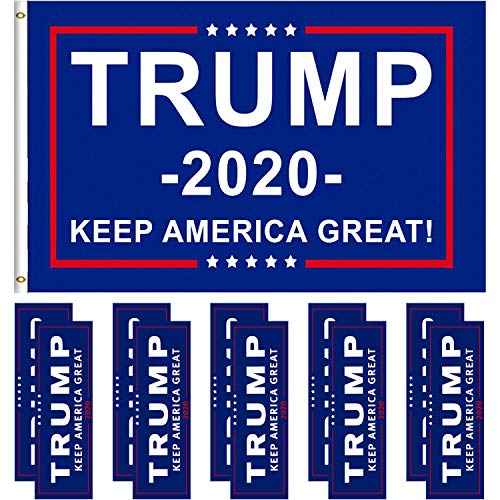 Book Cover Jetec 1 Pack President Donald Trump Flag 2020 (3 x 5 Feet) Grommets 10 Pieces Bumper Stickers Car Supporting President Trump