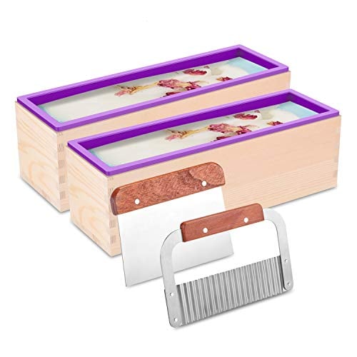 Book Cover ZYTJ Silicone Soap Molds -2 Pcs 40 Oz Flexible Rectangular Soap Loaf Mold Kit Comes With Wood Box For Cp And Mp Soaps Making Supplies 2 pcs soap mold kit