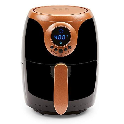 Book Cover Copper Chef 2 QT Air Fryer - Turbo Cyclonic Airfryer With Rapid Air Technology For Less Oil-Less Cooking. Includes Recipe Book (Black)