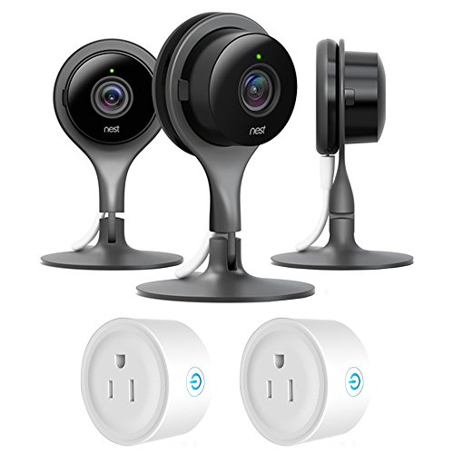 Book Cover Google Nest Indoor Security Camera Pack of 3 Bundle with Deco Gear 2 Pack WiFi Smart Plug (5 Items)