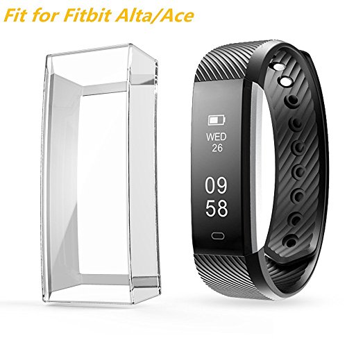 Book Cover Screen Protector Case for Fitbit Alta HR/Ace, Haojavo Soft TPU Slim Fit Full Cover Screen Protector for Fitbit Alta HR and Ace Accessories Clear