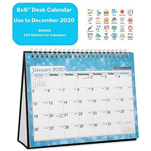 Book Cover Small 8x6 Desk Calendar 2020 (Seasons), Use to December 2020, Flip Desktop Counter Top Calendar, with Stickers for Calendars, Seasonal Designs for Family Home and Office