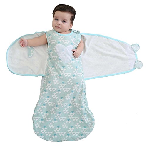 Book Cover Enrich YLife Baby 100% Cotton Sleeping Bag Sleepsack Swaddle Wearable Blanket for Boys and Girls, 4 Season, 3-12 Months (Green)