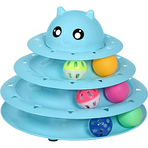 Book Cover UPSKY Cat Toy Roller 3-Level Turntable Cat Toys Balls with Six Colorful Balls Interactive Kitten Fun Mental Physical Exercise Puzzle Kitten Toys.