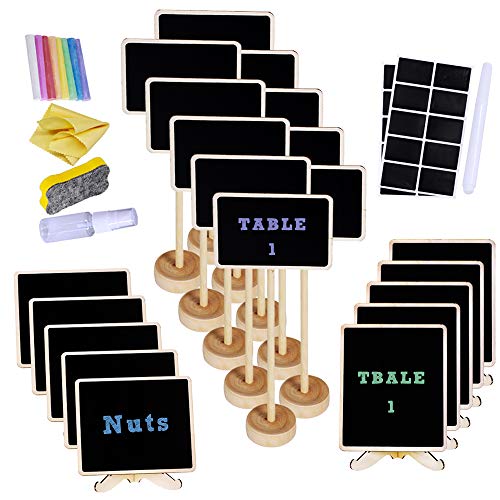 Book Cover Supla 20 Pcs 3 Style Mini Chalkboard Tabletop Signs with Stand Place Holders Candy Food Dessert Markers Table Setting Signs Party Wedding Message Memo Board Buffet Table Number Name Plant Signs