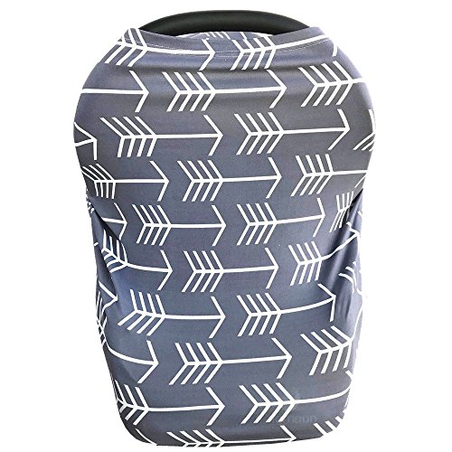Book Cover Nursing Cover for Babies Versatile Baby Car Seat Cover for Newborn Boys and Girls Cute Grey with White Arrow