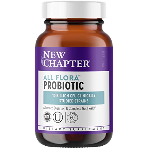 Book Cover New Chapter Probiotic All-Flora - 60 ct (2 Month Supply) for Advanced  Immune Support with Prebiotics + Postbiotics for Women and Men + Saccharomyces Boulardii + 100% Vegan +  Non-GMO + Shelf Stable