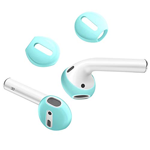 Book Cover {Fit in The case} DamonLight Airpods Earpods Covers Anti-Slip Silicone Soft Sport Covers Accessories Apple AirPods Earbud airpods eartips 2 Pairs (Ice Blue)