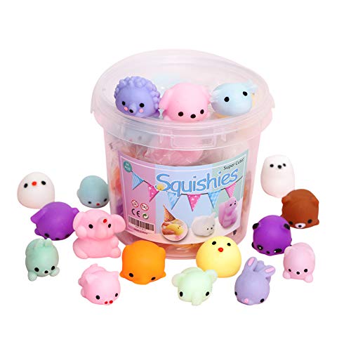 Book Cover KINGYAO Squishies Squishy Toy 24pcs Party Favors for Kids Mochi Squishy Toy moji Kids Mini Kawaii squishies Mochi Stress Reliever Anxiety Toys Easter Basket Stuffers fillers with Storage Box