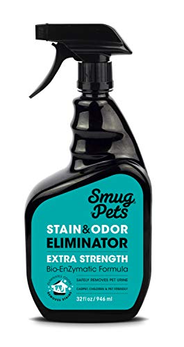 Book Cover SmugPets Professional Strength Stain & Odor Eliminator Spray | Powerful Enzyme Pet Stain & Odor Remover | Effective Carpet Cleaner for Dogs & Cats Urine | Safe & Non Toxic | 32 Oz