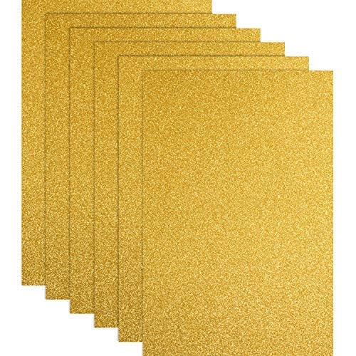 Book Cover Christmas Glitter Heat Transfer Vinyl HTV for T-Shirts 10 x 12 Inches 6 Sheets (Gold)