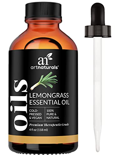 Book Cover artnaturals Lemongrass Essential Oil 4oz - 100% Pure Therapeutic Grade - Premium Undiluted Lemon Grass Oil - for Diffuser - Aromatherapy - Safe for Skin & Hair - Natural - w/Dropper
