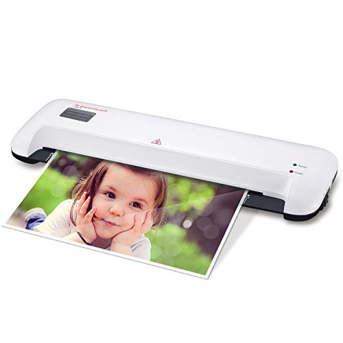 Book Cover Bonsaii 13-inch Laminator with Quick 3-Minute Warm-up, 300mm/min Speed with 2 Rollers Both Hot and Cold, Max 330mm(A3 Size) Width for Documents, Photos, Cards with Release Switch, White(L309-A)
