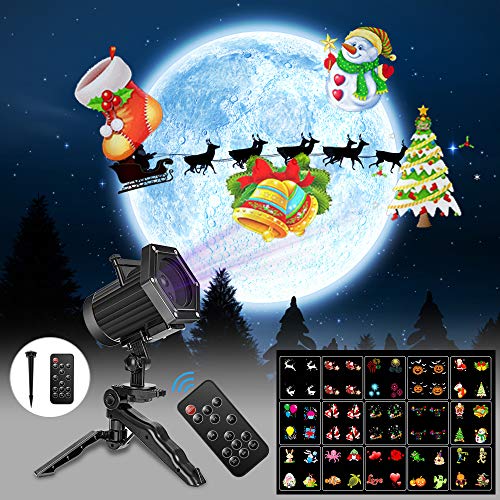 Book Cover UNIFUN Christmas Lights,15 Patterns Projector Lights Waterproof Dynamic Landscape Lights for Celebration Halloween,Christmas, Birthday and Party Decorations