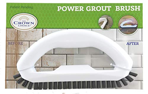 Book Cover Grout Brush with Stiff Bristles â€“ Clean Whiten Years of Dirty Grout Lines â€“ Durable Hard Scrubbing Grout Cleaner Brush for Tile Floors â€“ Comfortable Cleaning Handle â€“ Tiles, Floors, Bathroom, Shower