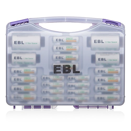 Book Cover EBL Purple Super Power Battery Box Include : 12 AA Batteries + 8 AAA Batteries +2pcs C/D Adapters