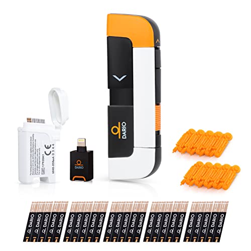 Book Cover Dario Smart Glucose Monitor Kit | Test Blood Sugar Levels & Manage Diabetes, Testing Kit Includes: Glucometer with 25 Strips, 10 Sterile lancets (iPhone Lightning)
