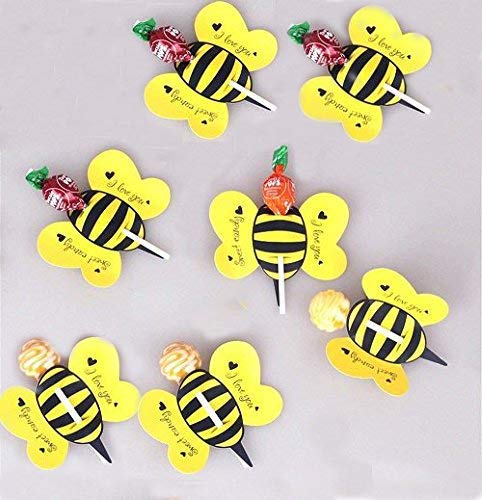 Book Cover Bee Lollipops Cards,Super Cute Insect Candy Lollipop Perfect for Baby Shower, Wedding and Birthday Party Decoration-(Approx.50PCS)