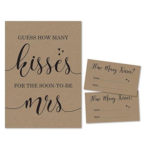 Book Cover InvitationHouse Kraft Guess How Many Kisses for the Mrs, Bridal Shower Game (24 Cards + 1 Sign)