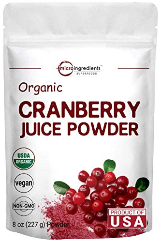 Book Cover Sustainably US Grown, Organic Cranberry Juice Powder (Cranberry Supplements), 8 Ounce, Enhance Urinary Tract Cleanse, Prostate Health and Immune System, Natural Flavor & Vitamin C for Smoothie, Vegan