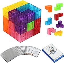 Book Cover Wtohobby Magnetic Soma Cube Block- Educational Magnetic Tiles for Kids Stress Relief Toy Puzzle Cubes to Develops Intelligence, Ideal for Birthday Gifts (Crystal)