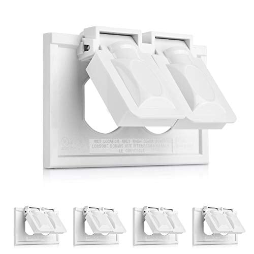 Book Cover Cable Matters 5-Pack Weather Resistant Duplex Receptacle Wall Plate with Flip Covers/Horizontal Outdoor Outlet Cover in White