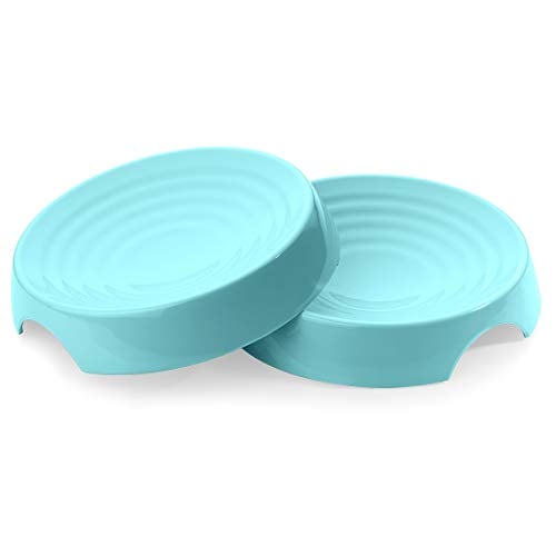 Book Cover CatGuru Premium Whisker Stress Free Cat Food Bowls, Cat Food Dish. Provides Whisker Stress Relief and Prevents Overfeeding! (Round - Set of 2 Bowls, Aruba)