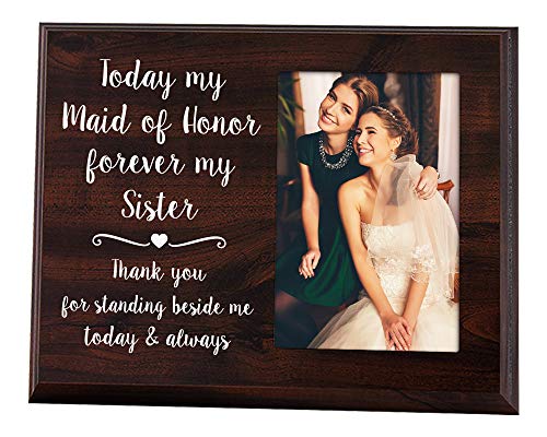 Book Cover Elegant Signs Maid of Honor Gift - 4x6 Thank You Picture Frame - Today My Maid of Honor, Forever My Sister