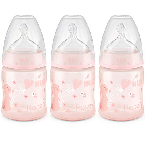 Book Cover NUK Perfect Fit Baby Bottle, Pink Bunnies, 5 Ounce (Pack of 3)