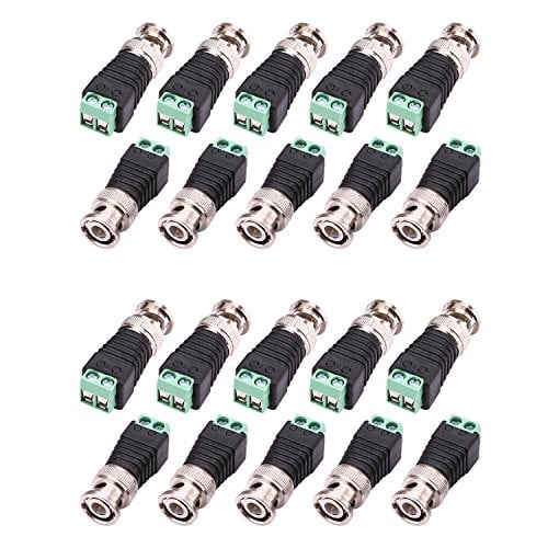 Book Cover WildHD 20 Pack BNC Balun Connector and Camera Terminal Male Adpater for CCTV Surveillance Video Cameras Coaxial/Cat5/Cat6 (BNC Balun Connector)