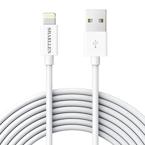Book Cover sharllen iPhone Charging Cable, iPhone Lightning Cable USB Fast Charging & Syncing Long Cell-Phone Cord, iPhone Charger Compatible iPhone Xs/Max/XR/X/8 P/8/7/7P/6/5 iPad/iPod(White,6FT)