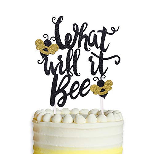 Book Cover What Will It Bee Cake Topper, Bumble Bee Baby Shower Banner Gender Reveal Party Decorations