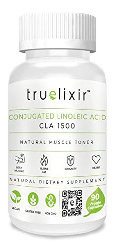 Book Cover TRUELIXIR Vegan CLA 1500mg, CONJUGATED LINOLEIC Acid, All Natural, 90 Veggie CAPS (HPMC), Non-GMO, ALLERGEN Free, Gluten Free, NO Carriers, NO FILLERS, Natural Weight Loss Supplement for Men & Women