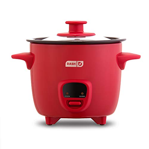 Book Cover Dash DRCM200GBRD04 Mini Rice Cooker Steamer with Removable Nonstick Pot, Keep Warm Function & Recipe Guide, 2 Cups, for Soups, Stews, Grains & Oatmeal, Red