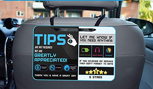 Book Cover Tips - Five Star Accessories Rider-Share Sign for Driver |Sign Rideshare 5 Stars Tips Taxi Sign Driver Rating Appreciated Ride-Share Driver Signs- Large 9x6 (Pack of 2)