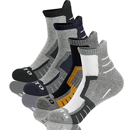 Book Cover 6 Pairs Men's Athletic Cotton Running Low Cut Ankle Socks,SoftPro Comfort Cushioned Sports Socks