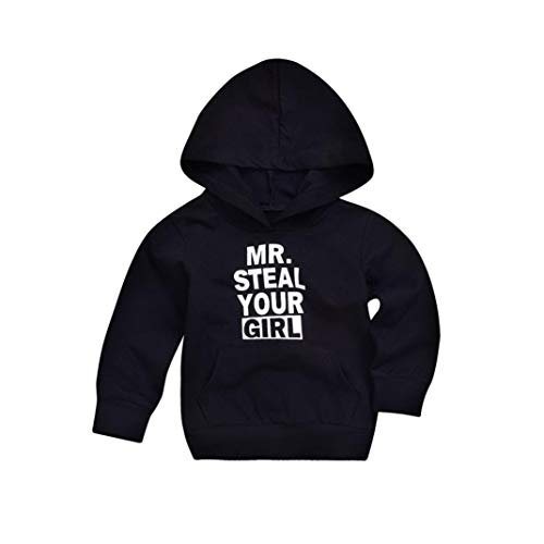 Book Cover Zlolia Toddler Infant Baby Boys Girls Letter Print Hooded Tops Pullover Sweater Outfits Front Pocket Autumn&Winter Sweatshirt Black