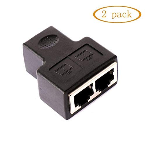 Book Cover Ethernet Splitter, Internet Splitter 1 To 2 Support RJ45 Cat5/Cat5e/Cat6/Cat7 Cable -2 Pack，JH-Link Cat6 Splitter