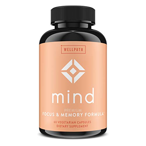Book Cover Mind Brain Supplement - Natural Formula to Boost Focus & Memory with Lion's Mane, Ginkgo Biloba, and L-Theanine for Long Term Brain Support - 60 Ct by WellPath