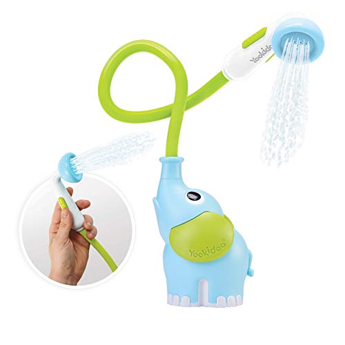 Book Cover Yookidoo Baby Bath Shower Head - Elephant Water Pump and Trunk Spout Rinser - for Newborn Babies in Tub Or Sink