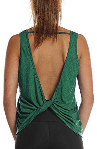 Book Cover icyzone Workout Tank Tops for Women - Open Back Strappy Athletic Tanks, Yoga Tops, Gym Shirts